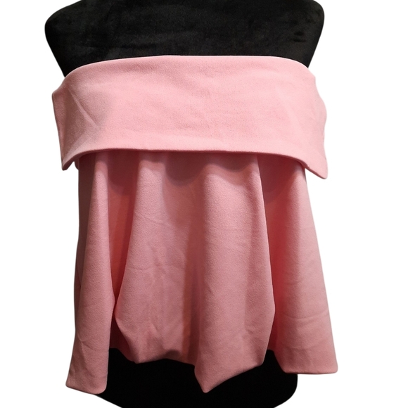 NWT Zara Pink Bubble Hem Off Shoulder Tubetop Med - Picture 3 of 5